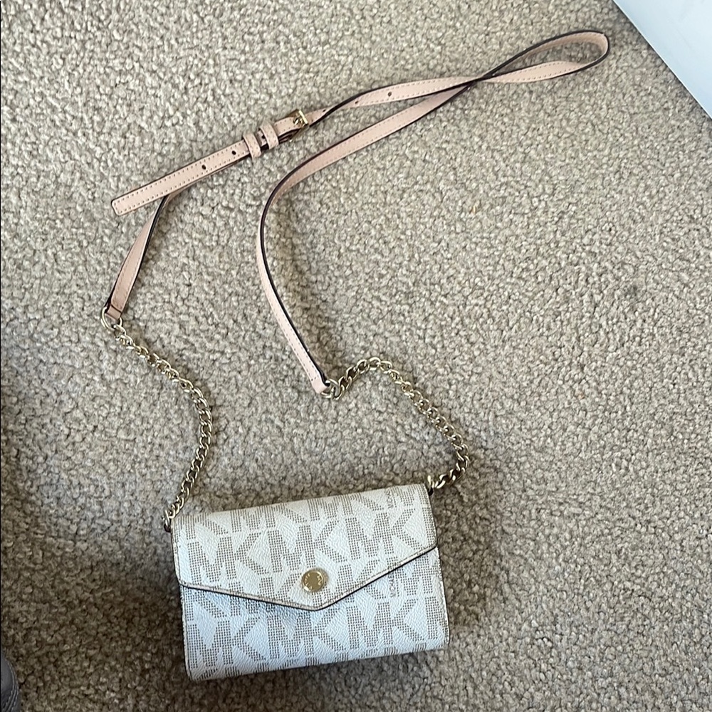 Michael Kors Cream Crossbody Bag with Gold-Tone Hardware